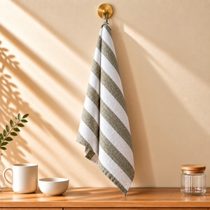 Eco-Friendly Woven <b>Striped</b> Kitchen Tea <b>Towels</b> with Hanging Loop 100% Linen Customizable for Home and Hotel Use - Product Image 5