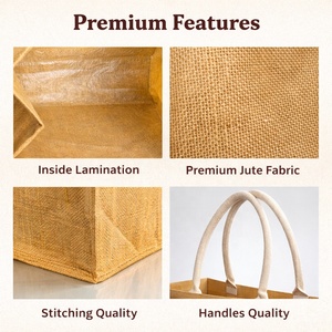 Premium Laminated <b>Jute</b> Shopping <b>Sack</b> with Cotton Handles Reusable Eco Friendly Carry Bag for Grocery Retail and Daily Use - Product Image 4