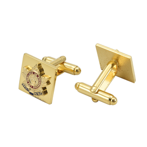 Mancuernillas y Pisacorbatas de Lujo Personalizados de Cobre con Esmalte Duro y Baño de Oro con Logotipo Impreso Personalizado - Product Image 1