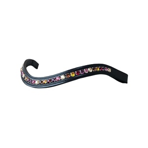 <b>Top</b> Trendy Latest Design Durable Leather Equestrian Brow Band Pink Red Orange Purple <b>Crystals</b> Design by Manufacturer - Product Image 3
