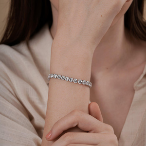 Pulsera de Diamantes Cultivados en Laboratorio, Corte Brillante Redondo de 50 Puntos, de Lujo, para Mujer, Certificada por IGI, Oro de 14K, Elegante, para Bodas y Fiestas - Product Image 6