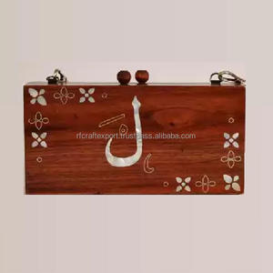 Regalo DE BODA islámico personalizado nombre personalizado de madera embrague con bordado a mano nombre árabe ropa de moda para damas noche - Product Image 3