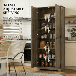 Mobile dispensa moderno per arredamento casa, armadio da cucina con pannelli in legno di quercia, pino, MDF, compensato, melaminico e materiale metallico - Product Image 5