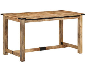 Table de salle à manger rectangulaire en bois de manguier massif, pliable, durable, écologique, de style industriel européen, avec pieds en bois noir naturel - Product Image 4