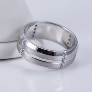 Platinum Diamond Wedding Band Round Brilliant Cut lab grown White Diamonds Classic Style Unisex <b>Ring</b> - Product Image 5