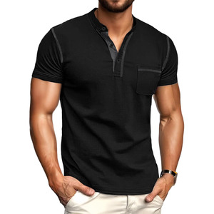 T-shirts noirs doux de haute qualité pour hommes, 100 % coton, vêtements surdimensionnés personnalisés, t-shirts vintage vierges avec poche pour hommes - Product Image 1