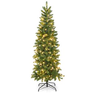 Árbol de Navidad Artificial de Abeto de 210 cm con 180 Luces LED Cálidas Blancas y Multicolor, Decoración de PVC para Interiores/Exteriores - Product Image 1