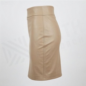 Women High Waist PU Leather <b>Mini</b> Pencil Skirt Solid Color Sexy Tight Fit All Seasons Woven Fabric - Product Image 3