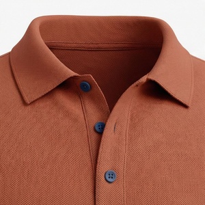 Polo en coton à manches courtes pour homme, couleur brun rouille, imprimé géométrique, décontracté, respirant, coupe classique, logo tissé sur le devant, tissu Oxford - Product Image 4