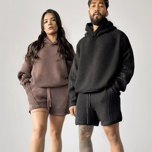 Conjunto de 2 piezas para hombre: Sudadera con capucha corta con lavado ácido y shorts vintage, shorts descoloridos por el sol, sudadera con capucha con cremallera y estampado serigrafiado. - Product Image 2