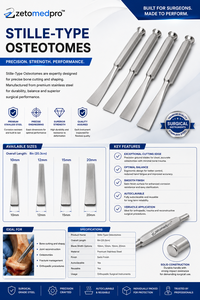 Osteotomes de type STILLE 10mm 12mm 15mm 20mm Lame ZETOMEDPRO - Product Image 3