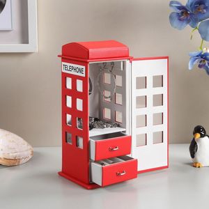 Portagioie in Pelle Rossa Stile Telefono Britannico, 29 cm di Altezza, Soluzione di Archiviazione Elegante e Unica - Product Image 4