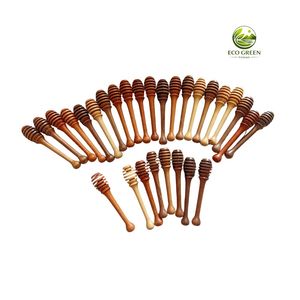 OEM ODM Wooden Honey Dipper Stick Natural Hardwood Honey <b>Spoon</b> Stirrer with Custom Laser Logo for Gift and Kitchen - Product Image 6
