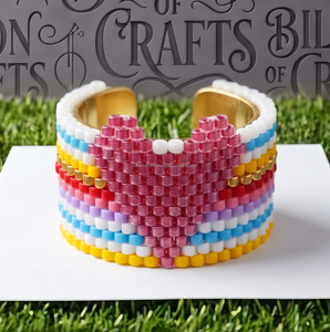 Bague large multicolore à perles en forme de cœur, bijoux fantaisie bohèmes, accessoire de mode, vente en gros - Product Image 2