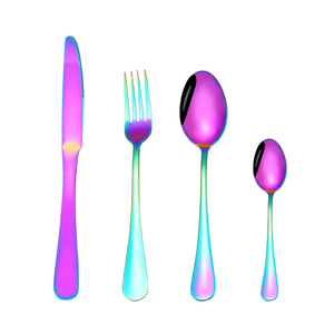 Modern Eco Friendly Durable Rainbow Flatware Set Stainless Steel <b>Knife</b> <b>Fork</b> Spoon Tableware Party Home Dining Rust Resistant - Product Image 1