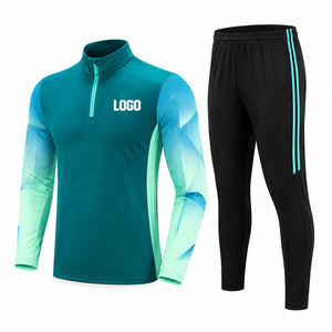 Conjunto de Chándal de Fútbol Unisex de Alta Calidad para Entrenamiento, con Logotipo Personalizado, Chaqueta y Pantalón de Fútbol Transpirables de Color Liso con Media Cremallera, Venta al por Mayor OEM - Product Image 3