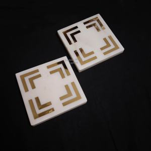 Posavasos de Mármol Ace, Piedra Natural Cuadrada Gris con Incrustaciones de Latón, Posavasos Ecológicos Retro para Bebidas, Logotipo Personalizado, Elegantes Tapetes - Product Image 4