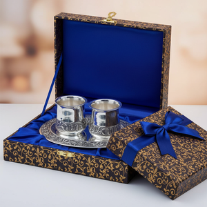 ชุดแก้วเงินแท้ 925 พร้อมถาด สำหรับรับประทานอาหารที่บ้าน พิธีกรรม หรือใช้เป็นของขวัญในโอกาสพิเศษ - Product Image 1
