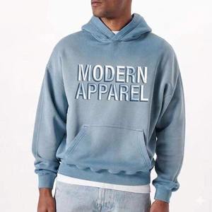 Sudaderas con Capucha para Hombre, Personalizadas, Grandes, con Pedrería, Lavado Ácido, de Alta Calidad, Estilo Francés, Super Cuadradas - Product Image 3