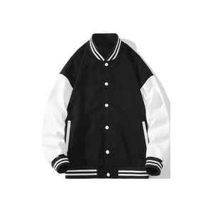 Wholesale Customized OEM ODM Cutlery Factory Service Cotton Sleeve Stand Collar Cropped Vintage Varsity Jacket <b>Men</b> - Product Image 6