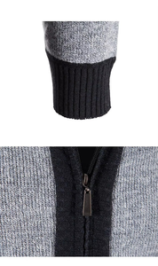 Men's Front Logo <b>Zip</b>-<b>Up</b> Knitted Polyester Fleece Lined Regular Fit Casual Winter Coat Solid Color Anti-Pilling Design - Product Image 5