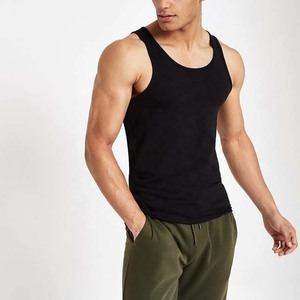 Débardeur Sportif Homme Noir en Coton de Haute Qualité, Col Rond, Couleur Unie, Respirant, Tricoté, Sans Manches, Style Décontracté - Product Image 1
