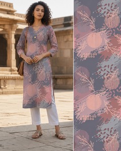 Majestic Horizon Natural Silk Crepe Sultana Pastel Matte Al-Anoud Floral Impressionist Breathable V-neck Apparel Dress Fabric - Product Image 2