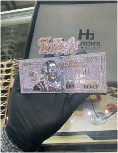 Colgante de efectivo 3D personalizado de Moissanita, Plata de ley 925, Chapado en oro de 18K, Corte brillante redondo estilo Hip Hop, con incrustaciones, Joyería unisex para fiesta - Product Image 4