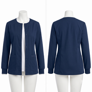Blouson de travail unisexe en toile extensible 180 GSM en laine et viscose, vert sarcelle, avec panneau princesse et logo brodé personnalisé sur le devant - Product Image 1