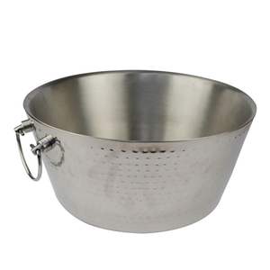 Seau à glace en métal fait main, forme ovale, finition argentée, avec poignée en bois, pour bar, bière et fêtes - Product Image 6