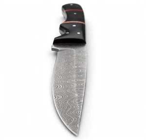 Couteau utilitaire d'extérieur en acier Damas fait main sur mesure avec manche en composite noir et accent cramoisi - Product Image 6