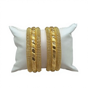 22K Solid Gold <b>Bangle</b> <b>Set</b> for Women Traditional Indian Gold Kada Pair Elegant Handcrafted Yellow Gold Bracelets - Product Image 1