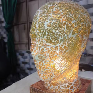 โคมไฟตั้งโต๊ะโมเสคหน้ามนุษย์ โคมไฟตั้งโต๊ะโมเสคคุณภาพเยี่ยม โคมไฟตั้งโต๊ะโบราณ ผลิตในอินเดีย - Product Image 1