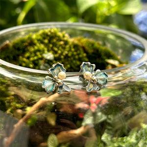 Argent Sterling 925 Fin Boucles D'oreilles à Tige En Email Bleu Et Perles Pour <span class=keywords><strong>Les</strong></span> Bijoux Commemoratifs De Fete - Product Image 6