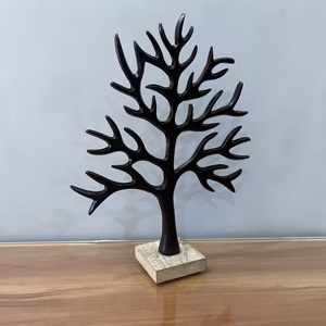 Modern Artisan Design Aluminum/Wood <b>Christmas</b> <b>Tree</b> Tabletop Sculpture Factory Decorative Ornament Wooden <b>Base</b> Holiday Home - Product Image 4