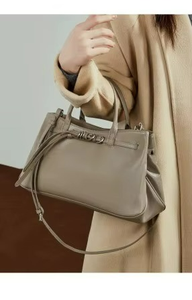 Sac fourre-tout portable en cuir véritable, style vintage, couleur unie, antivol, sac à bandoulière, fermeture ouverte, été, automne, toutes saisons - Product Image 5