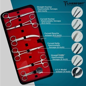 ชุดกรรไกรตัดสายสะดือสัตว์, ใช้ซ้ำได้, สแตนเลสสตีล ทนความร้อนสูง, ทนทาน 7 ชิ้น เครื่องมือผ่าตัดสัตว์ - Product Image 2