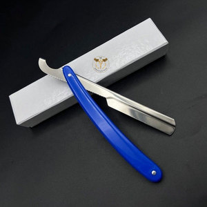 Navaja de Afeitar Profesional con Mango de Plástico Azul, Navaja de Afeitar de Acero Inoxidable para Barbería, Herramienta Plegable para Cortar el Cabello en Salón - Product Image 6