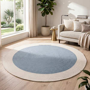 Tapis rond en corde de coton design avec motif de pétales floraux pour chambre d'enfant et décoration bohème - Product Image 3