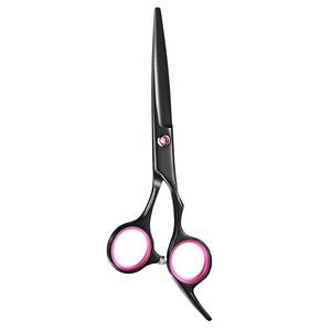 Tijeras para cortar el cabello, negras y rosas, con hoja afilada de acero inoxidable, mango de aluminio, ligeras, reutilizables, para zurdos - Product Image 1