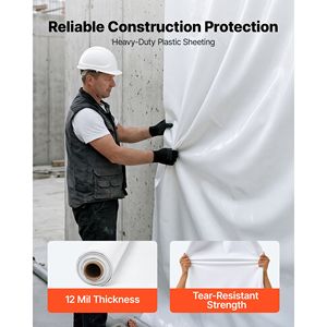 Lámina de Plástico de Polietileno de Alta Resistencia de 12 Mil, Rollo de 10 Pies x 50 Pies - Lona para Pintores y Tela Protectora - Product Image 2