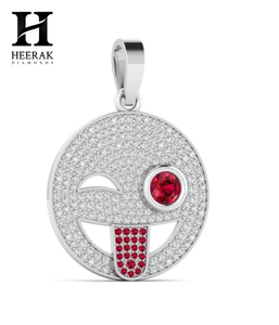 Colgante Personalizado con Emoji de Ojo Parpadeante y Lengua, con Moissanita VVS, Chapado en Oro de 14K sobre Plata 925, Joyería Hip Hop con Diamantes - Product Image 2