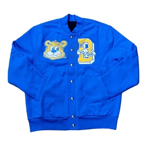 Chaqueta Varsity Azul de Invierno para Hombre y Mujer, Marca Bruins, con Letra D Bordada, Logotipo en el Frente, Estilo Preppy, Corte Regular, Cuello de Béisbol - Product Image 1