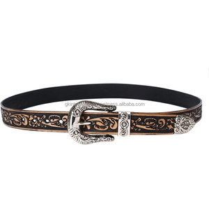 Cinturón de herramientas de cuero occidental para hombres y mujeres Cinturones y accesorios de vaquero de cuero con relieve floral vintage - Product Image 6