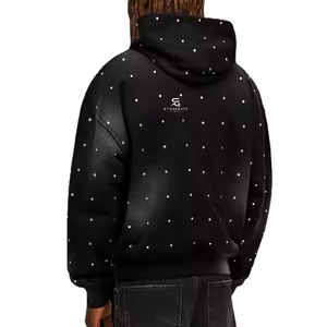 Boxy Fit Unisex Crystal <b>Studded</b> Hoodie Custom Color Custom Logo Wholesale <b>Clothing</b> Factory - Product Image 1