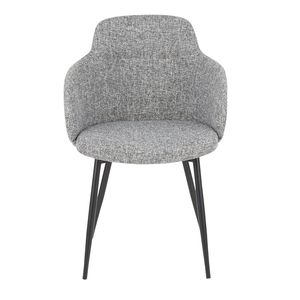 Sedia da Pranzo Boyne in Metallo Nero Industriale e Tessuto Grigio Effetto Rumore - Product Image 5