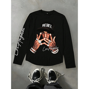 เสื้อยืดคอกว้างชายวี แต่งขอบตัดสี พิมพ์โลโก้ตามสั่ง คุณภาพสูง ผ้าถักอย่างดี สไตล์วินเทจ สำหรับผู้ชาย ใส่ได้ในฤดูร้อน เนื้อผ้านุ่มพิเศษ ผ้าฝ้าย 100% - Product Image 1