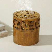 Brûleur d'encens en bois élégant et religieux, design durable et écologique pour salon, bureau, style moderne, décoratif et sculpté