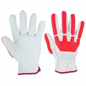 High Quality Custom Logo Safety <b>Gloves</b> White Cow Grain Leather Driver Working <b>Gloves</b> with Elastic Band No Lining - Product Image 4
