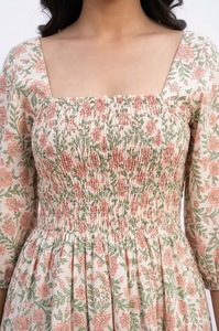 Vestido Maxi Floral con Cuello Cuadrado, Estilo Bohemio, Ecológico, 100% Algodón, Lujoso, Veraniego, Modesto, Dulce, Bonito, Transpirable y Lavable para Mujer - Product Image 3